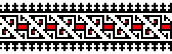 Vector Seamless Pixel Ethnic National Slavic Pattern Isolated White Background — Vector de stock