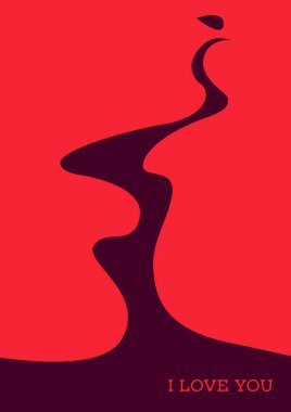 Vektör minimalist zarif poster. Pembe renkte aşık iki insanı tutkuyla öptüğünün silüeti. Elementler ayrıldı. Sevgililer günü kartı, öpücük günü kartı, baskı, poster, logo, etiket için kullanışlı.