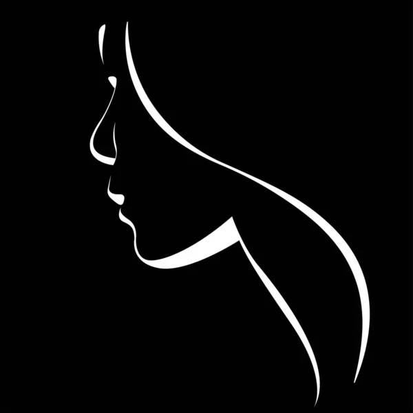 Vektorová Černobílá Ilustrace Krásné Ženské Tváře Tvořené Stínem Užitečné Pro — Stockový vektor
