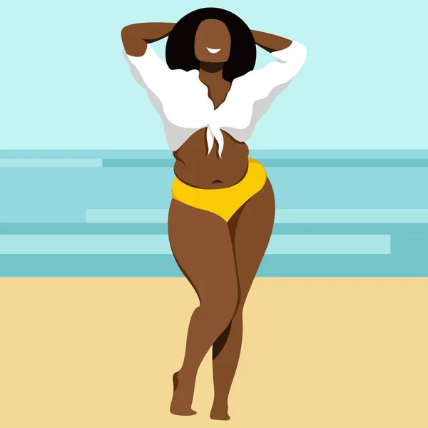 Ilustración Vectorial Sobre Tema Las Vacaciones Verano Una Hermosa Chica — Archivo Imágenes Vectoriales