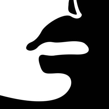 Siyah ve beyaz ışık vektörü ve gölgeli gölgeli gölgeli güzel kadın dudaklarının gölgesi. Poster, logo, baskı, web ve grafik tasarımı, güzellik tedavilerinin reklamı, ruj.