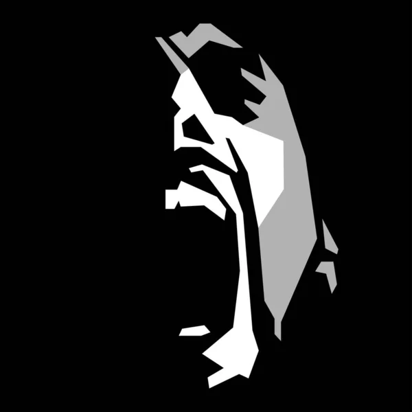 Vector Black White Light Shadow Image Silhouette Man Face Screams — Stockvector