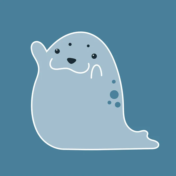 Vector Cartoon Illustration Funny Cute Fur Seal Isolated Blue Background — Stockvector