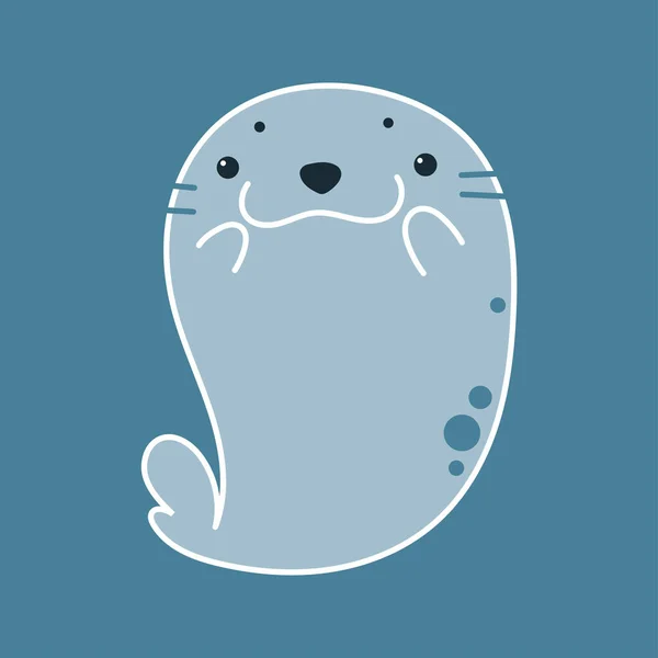 Vector Cartoon Illustration Funny Cute Fur Seal Isolated Blue Background — Stock vektor