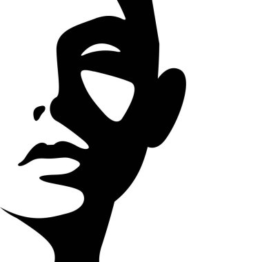 vector black and white light and shadow isolated illustration of a beautiful female face. useful for products for women, beauty salons, decorative and skin care cosmetics, logo, print, poster, design
