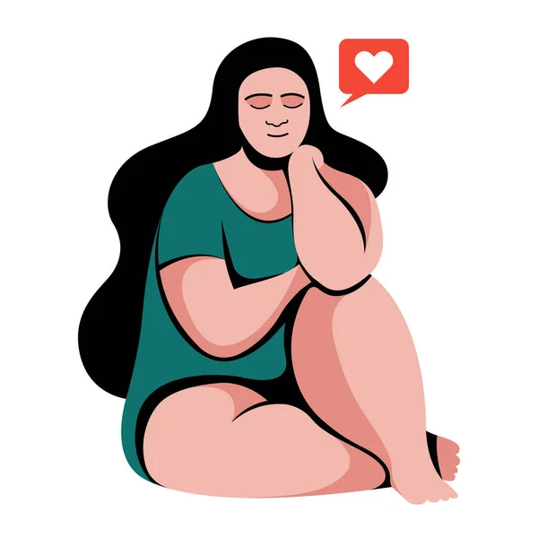 Ilustración Vectorial Sobre Tema Positividad Corporal Una Linda Chica Gorda — Archivo Imágenes Vectoriales