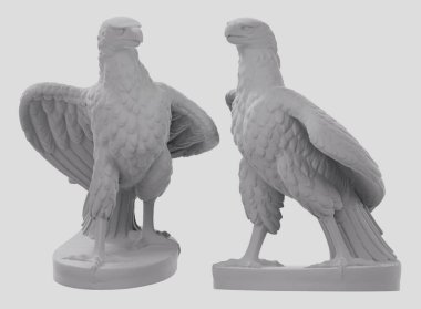 Gri kartal heykeli 3D görüntüleme