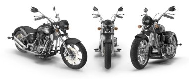 Siyah Ağır Motosiklet 3D görüntüleme