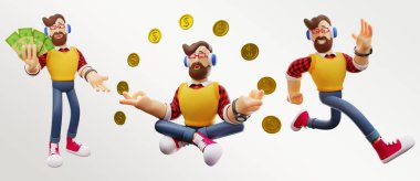 Başarılı ve Zengin Erkek Karakteri 3D görüntüleme ayarları