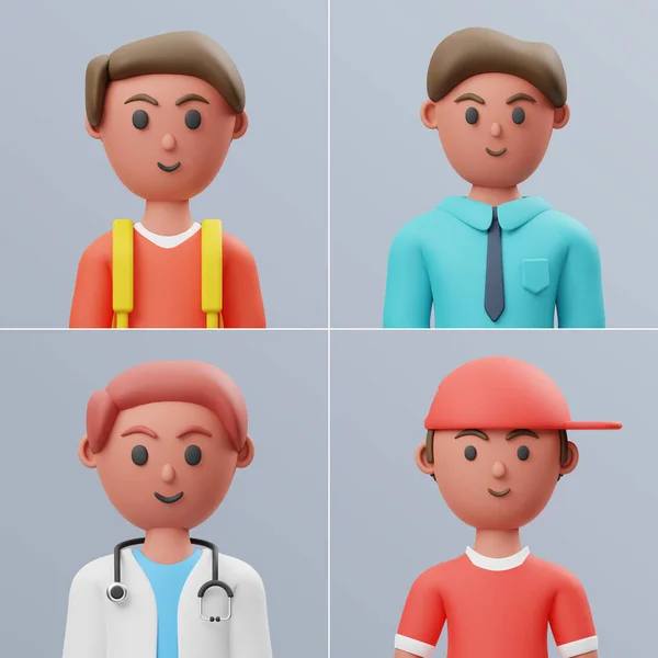 Male Female Character Set Rendering — Stock Photo, Image