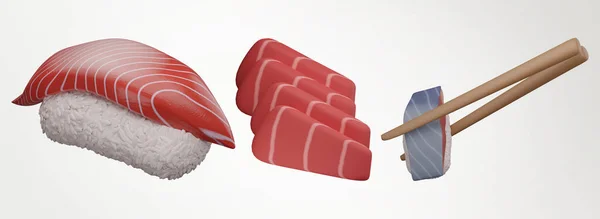 日本料理セット 3Dレンダリング — ストック写真