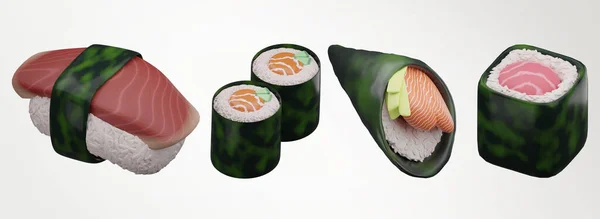 Japanese Food Set Rendering — Stock Photo, Image