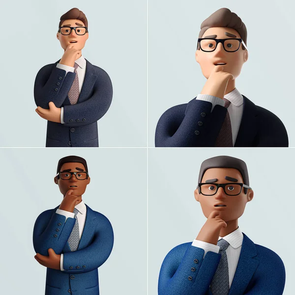 erkek karakter düşünüp taşınıyor 3D görüntüleme