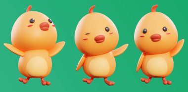 Yavru tavuk 3 boyutlu pozlar veriyor.