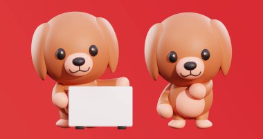 Yavru köpek 3 boyutlu pozlar veriyor.