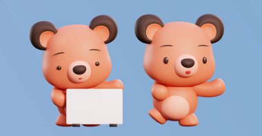 Yavru ayı 3 boyutlu pozlar veriyor.