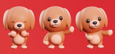 Yavru köpek 3 boyutlu pozlar veriyor.