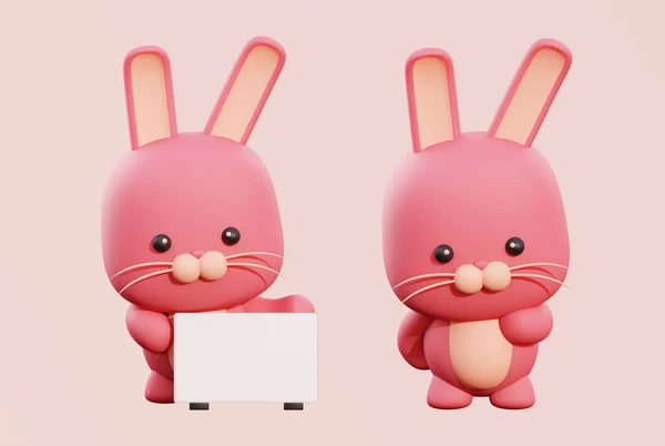 Baby Bunny Poses Rendering — Stock Photo, Image