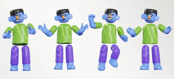蓝色男性角色呈现3D渲染 — 图库照片