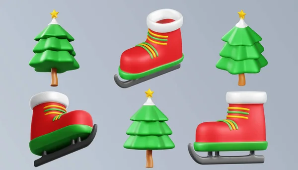 圣诞节最小设计3D渲染 — 图库照片