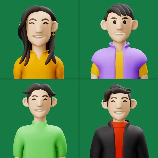 Male Female Character Set Rendering — Stock Photo, Image