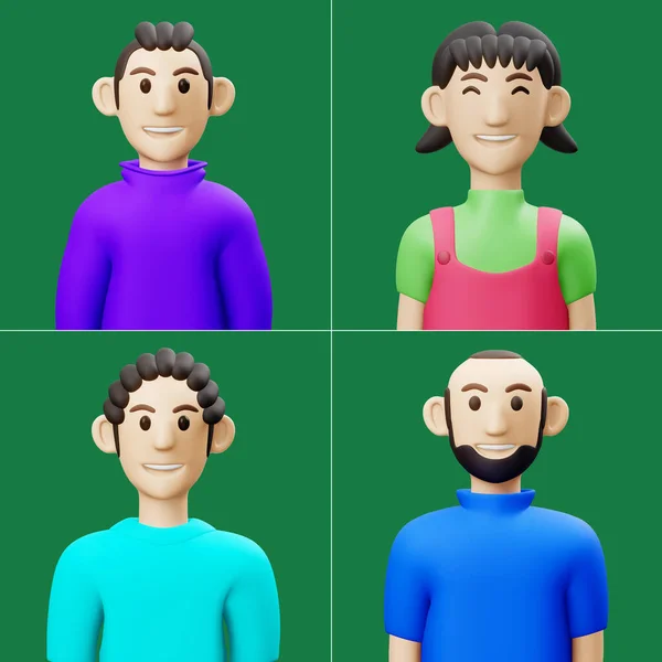 Male Female Character Set Rendering — Stock Photo, Image