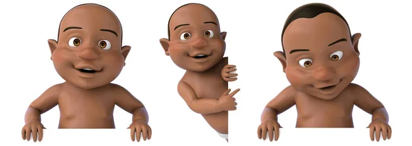 白色孤立背景下男婴卡通人物设计3D渲染 — 图库照片