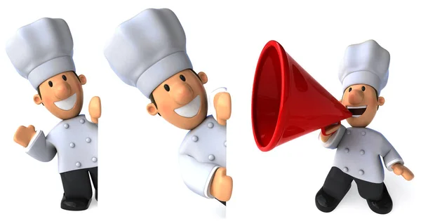 Chef Male Cartoon Character Design White Isolated Background Rendering — Stock Photo, Image