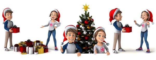 Weihnachten Kinder Cartoon Charakter Design Auf Weißem Isolierten Hintergrund Rendering — Stockfoto