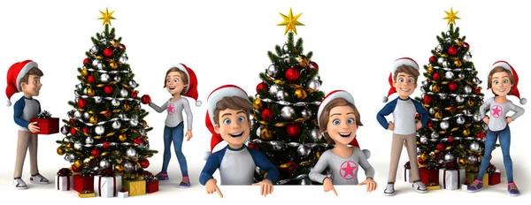 Weihnachten Kinder Cartoon Charakter Design Auf Weißem Isolierten Hintergrund Rendering — Stockfoto