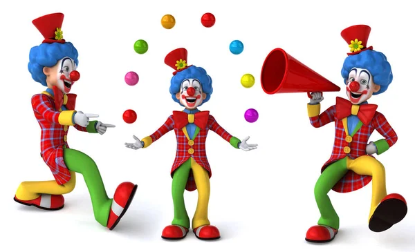 Clown Male Cartoon Character Design White Isolated Background Rendering — Stock Photo, Image