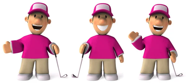 Golfista Desenho Animado Masculino Personagem Fundo Isolado Branco Renderização — Fotografia de Stock
