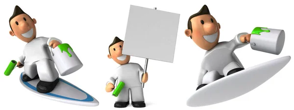 Pintor Design Personagem Desenho Animado Masculino Fundo Isolado Branco Renderização — Fotografia de Stock