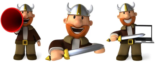 Viking Mâle Dessin Animé Personnage Design Sur Fond Blanc Isolé — Photo