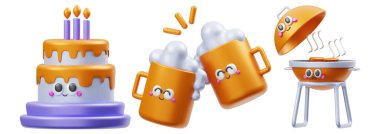 İzole edilmiş arkaplanda doğum günü simgesi ayarlandı