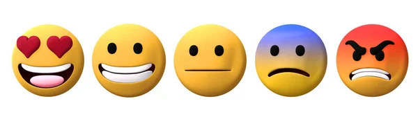 Emoji Conjunto Sobre Fondo Blanco Aislado Renderizado —  Fotos de Stock