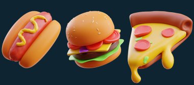 İzole edilmiş arkaplanda fast food simgesi ayarlandı