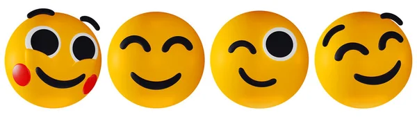 Emoji Ustawione Białym Izolowanym Tle Renderowania — Zdjęcie stockowe