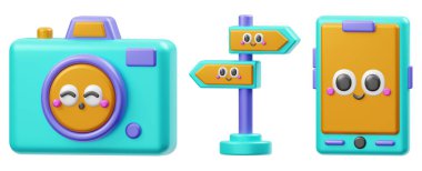 seyahat simgesi beyaz izole arkaplan 3d görüntüleme üzerinde ayarlandı