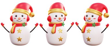 Beyaz izole arkaplanda kardan adam paketi 3D görüntüleme