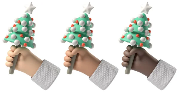 Kézi Csomag Karácsonyfa Fehér Elszigetelt Háttér Renderelés — Stock Fotó