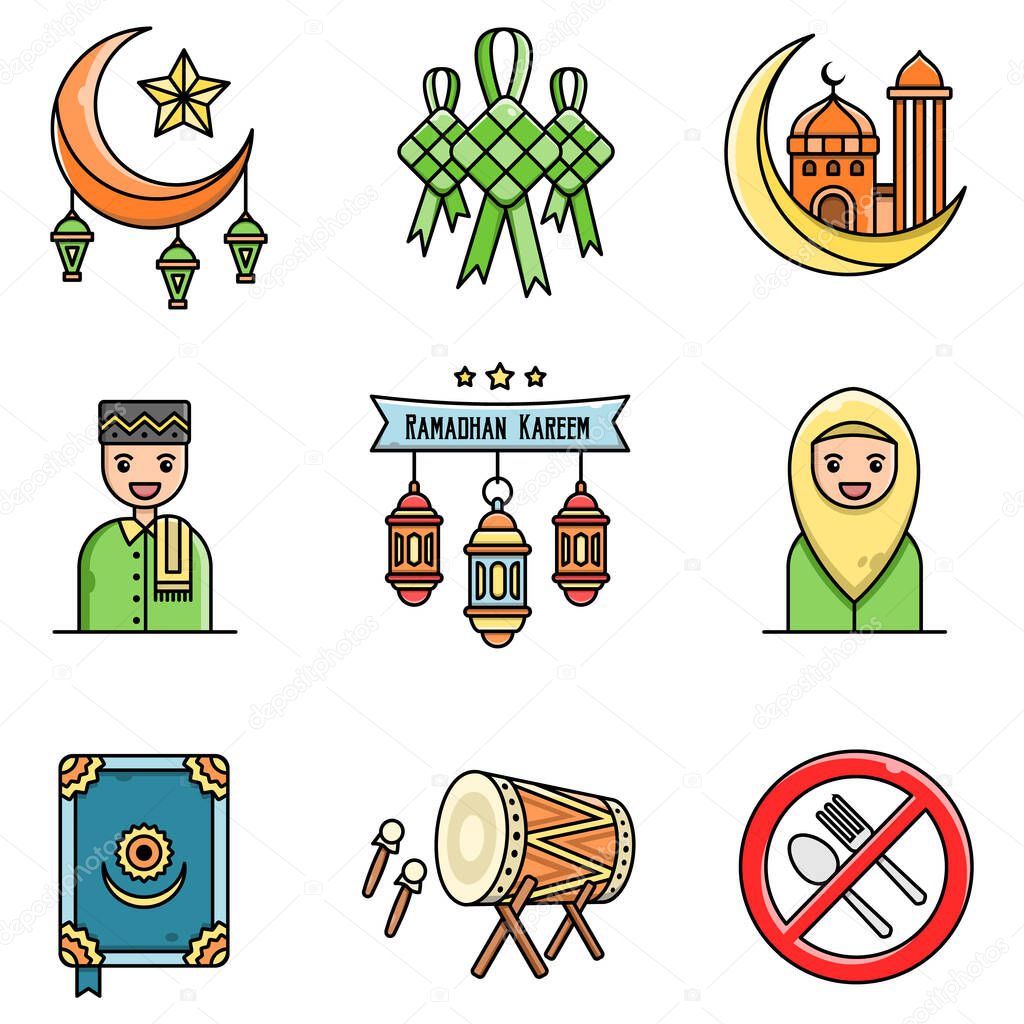  ramadhan icon set vector illustration