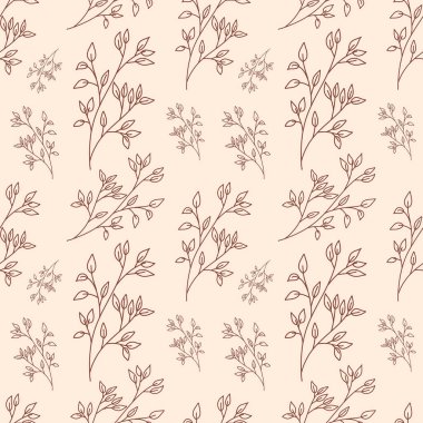 Çiçek ve yapraklı Çiçeksiz Desen çizimi