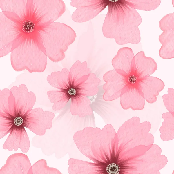 花と葉で花のシームレスなパターンイラスト — ストック写真