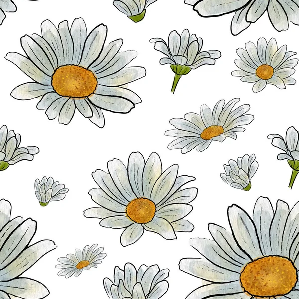 Illustration Florale Sans Couture Avec Des Fleurs Des Feuilles — Photo