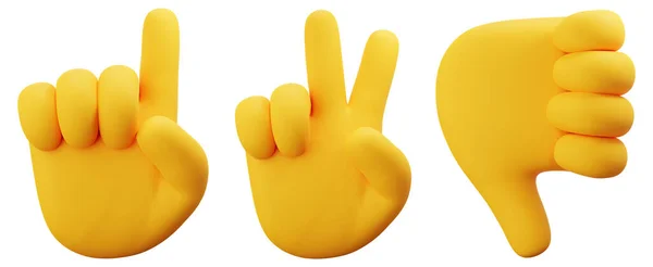 Hand Emoji Auf Weißem Isoliertem Hintergrund Rendering — Stockfoto