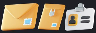 izole edilmiş arkaplan 3d oluşturma üzerine kırtasiye simgesi ayarlandı