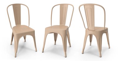 Beyaz izole arkaplanda kumaşı ve gölgeli 3D işlemeli modern vintage sandalye ve koltuk