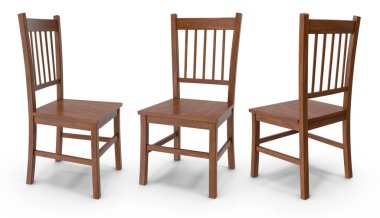 Beyaz izole arkaplanda kumaşı ve gölgeli 3D işlemeli modern vintage sandalye ve koltuk