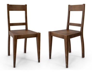 Beyaz izole arkaplanda kumaşı ve gölgeli 3D işlemeli modern vintage sandalye ve koltuk